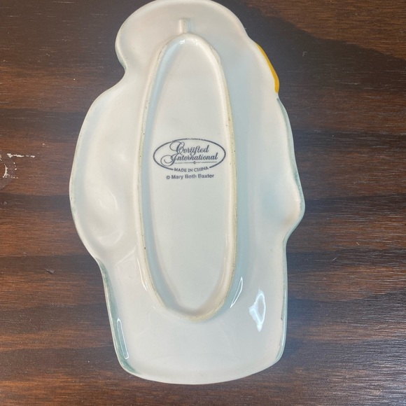 Handpainted Snowman Chip Dip Ceramic Pottery Serving Tray / Tabletops - Picture 4 of 4